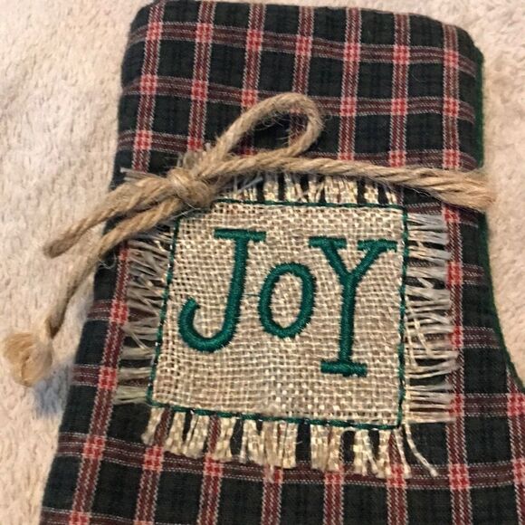 NWT Plaid Christmas Joy Mini Stocking Green Xmas Decor - Picture 15 of 16